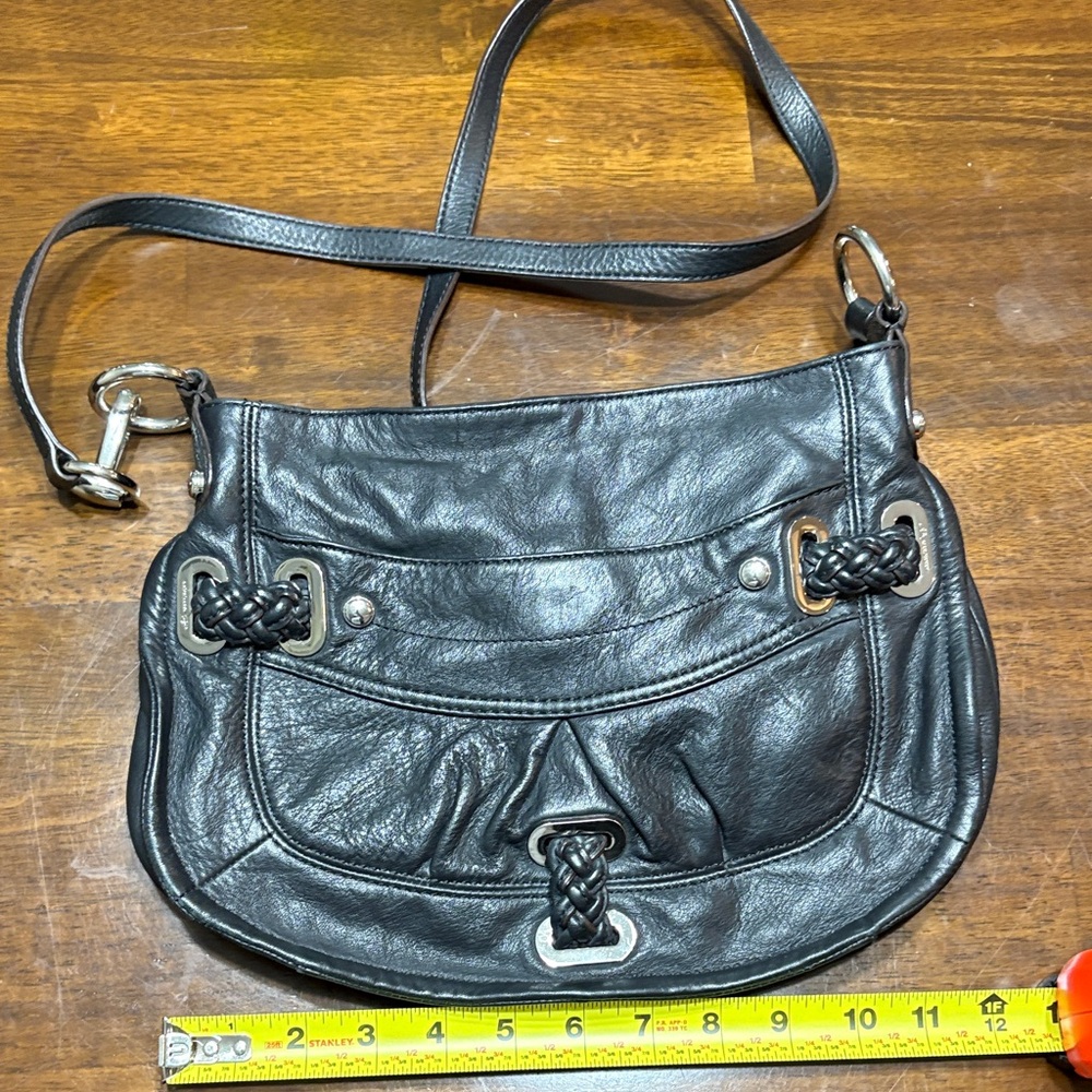 B. Makowsky Black Leather Shoulder Bag - Picture 4 of 8